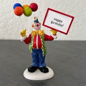 Dept 56 Snow Village Accessory Send In The Clown! Figurine 56.55021‎ Happy B-Day